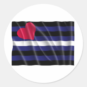 LEREN VLAG IN DE LUCHT RONDE STICKER