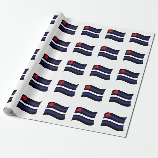 LEREN VLAG WAAIEND CADEAUPAPIER (Uitgerold)