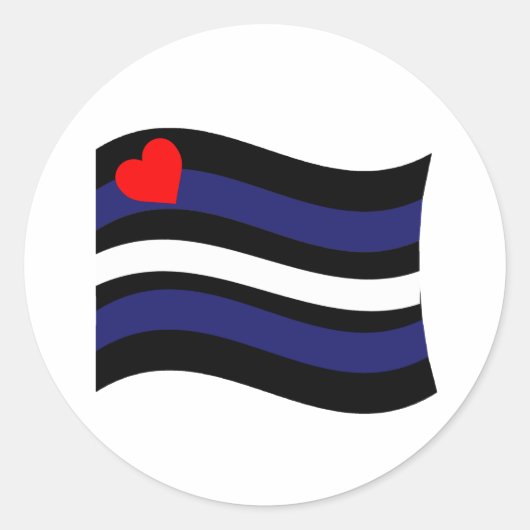 LEREN VLAG WAAIEND RONDE STICKER (Voorkant)