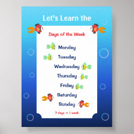 Leren we de dagen van de week Poster voor kinderen