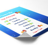 Leren we de dagen van de week Poster voor kinderen (Hoek)