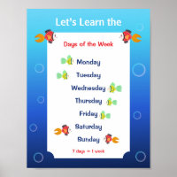 Leren we de dagen van de week Poster voor kinderen