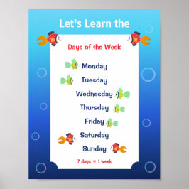 Leren we de dagen van de week Poster voor kinderen