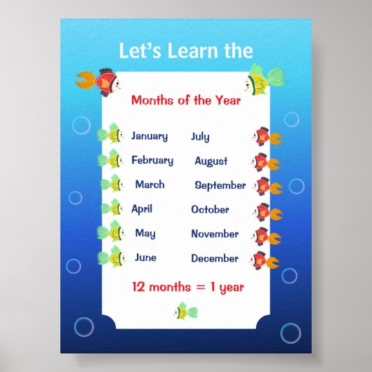 Leren we de maanden van het jaar Poster voor kinde (Voorkant)