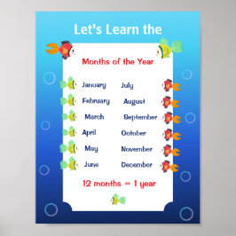 Leren we de maanden van het jaar Poster voor kinde