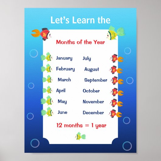 Leren we de maanden van het jaar Poster voor kinde (Voorkant)