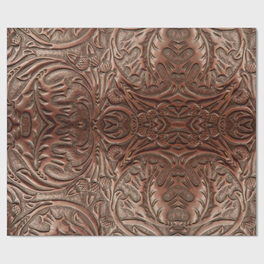 Leren western cowboy stijl met tooling in natuurli cadeaupapier (Vlak)