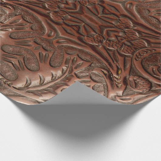 Leren western cowboy stijl met tooling in natuurli cadeaupapier (Hoek)