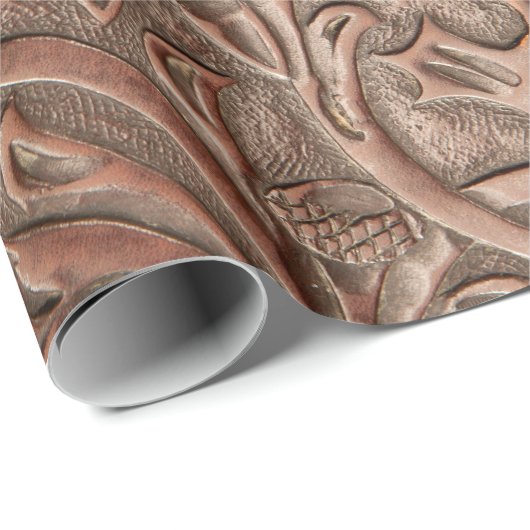 Leren western cowboy stijl met tooling in natuurli cadeaupapier (Rol Hoek)