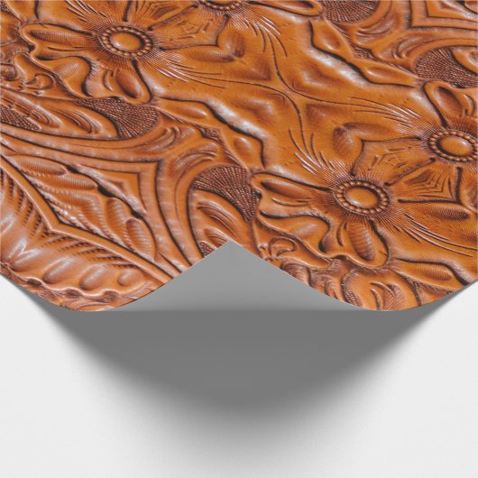 Leren western cowboy stijl met tooling naturel uit cadeaupapier (Hoek)