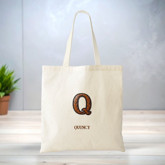 Leren western initiaal monogram Q Tote Bag