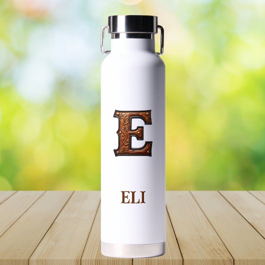 Leren Western Monogram E Waterfles met Reliëf