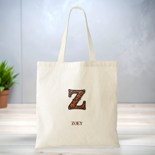 Leren western monogram initialen Z Tote Bag