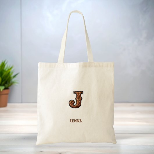 Leren western monogram J Tote Bag
