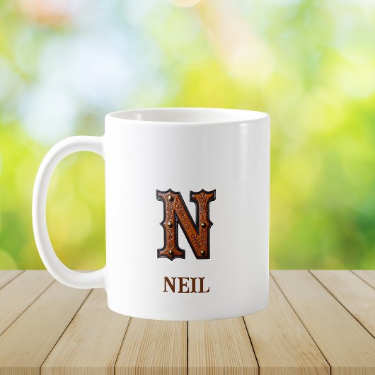 Leren western monogram N Koffiemok