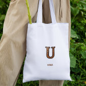 Leren western monogram tas met initiaal U
