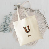Leren western monogram tas met initiaal U