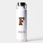 Leren western monogram waterfles met reliëf (Voorkant)