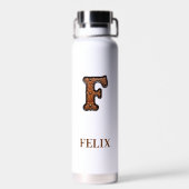 Leren western monogram waterfles met reliëf (Achterkant)