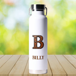 Leren western monogram waterfles met reliëf