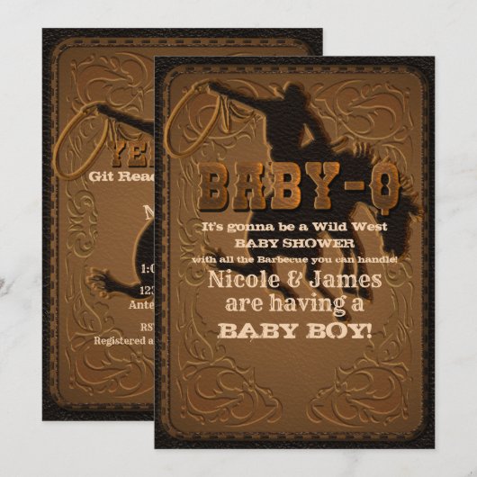 Leren Western Wild West Cowboy BABY-Q BBQ Kaart (Voorkant / Achterkant)