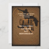 Leren Western Wild West Cowboy EEN 1E Verjaardag Kaart (Voorkant)