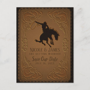 Leren Western Wild West Cowboy Save The Date Aankondigingskaart