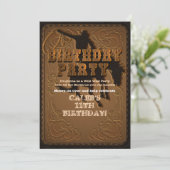 Leren Western Wild West Cowboy Verjaardagsfeestje Kaart (Staand voorkant)