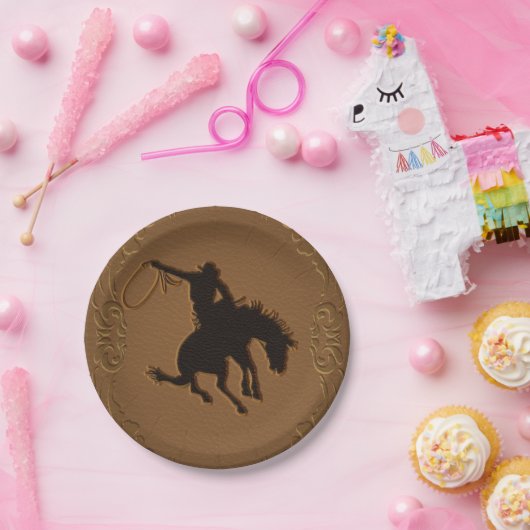 Leren Western Wild West Cowboy Verjaardagsfeestje Papieren Bordje (Feest)