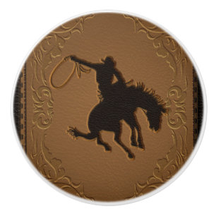 Leren Western Wild West Landelijk Land Cowboy Keramische Knop