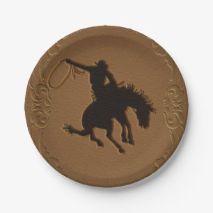 Leren Western Wilde Westen Cowboy Verjaardagsfeest Papieren Bordje