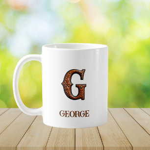 Leren Westers Initiaal Monogram G Koffiemok