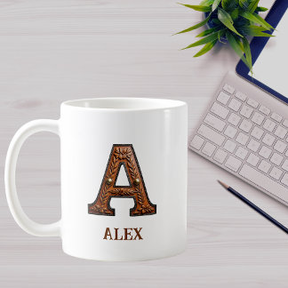 Leren westers monogram A Koffiemok