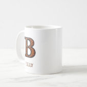 Leren westers monogram B Koffiemok (Voorkant links)