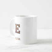 Leren westers monogram E Koffiemok (Voorkant links)