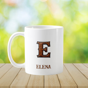 Leren westers monogram E Koffiemok