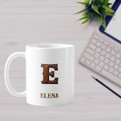 Leren westers monogram E Koffiemok