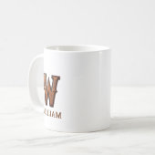 Leren westers monogram W Koffiemok (Voorkant links)