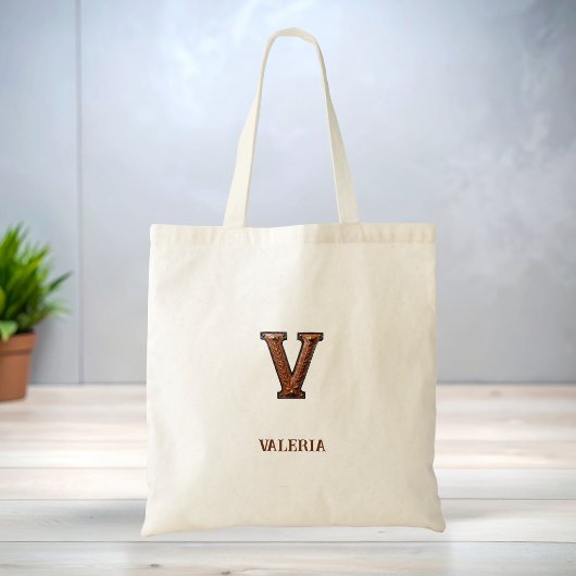 Leren Westerse Initiaal Monogram V Tote Bag