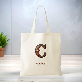 Leren westerse initialen monogram C Tote Bag