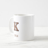 Leren westerse monogram K Koffiemok (Voorkant links)