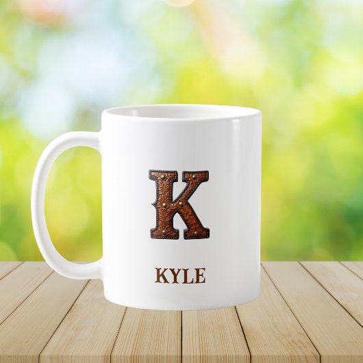 Leren westerse monogram K Koffiemok