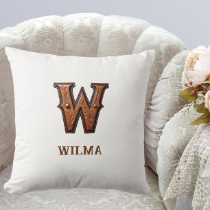 Leren westerse monogram kussenhoes W Kussen