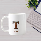 Leren westerse monogram T met stempel Koffiemok