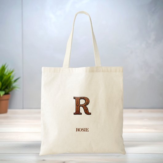 Leren westerse monogram tas met initiaal R