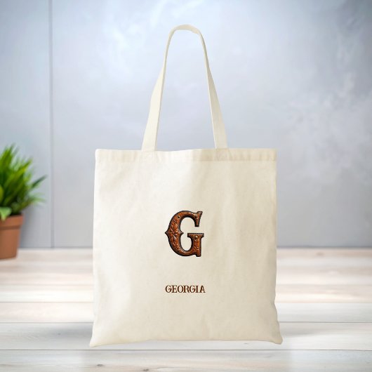 Leren westerse monogram tas met initialen G