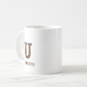 Leren westerse monogram U Koffiemok (Voorkant links)