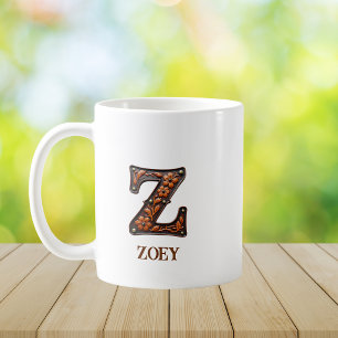 Leren westerse monogram Z met reliëf Koffiemok
