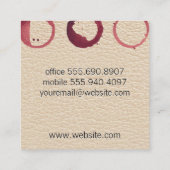 Leren wijnvlek vierkante visitekaartje (Achterkant)