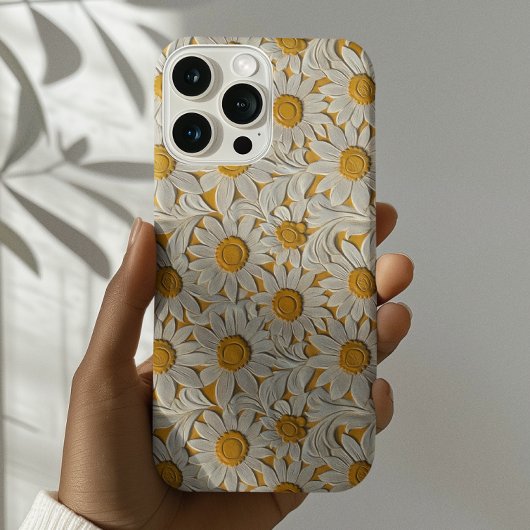 Leren Zonnebloemen met Gereedschap Gegraveerd Leer Case-Mate iPhone Case
